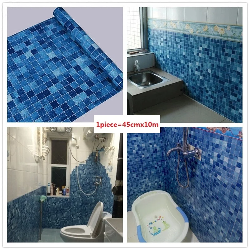 

Thick 45cmx10m Kitchen Bathroom Toilet Self Adhesive Mosaic Wallpaper Waterproof Oil Proof Stickers Tiles Renovate Wall Sticker