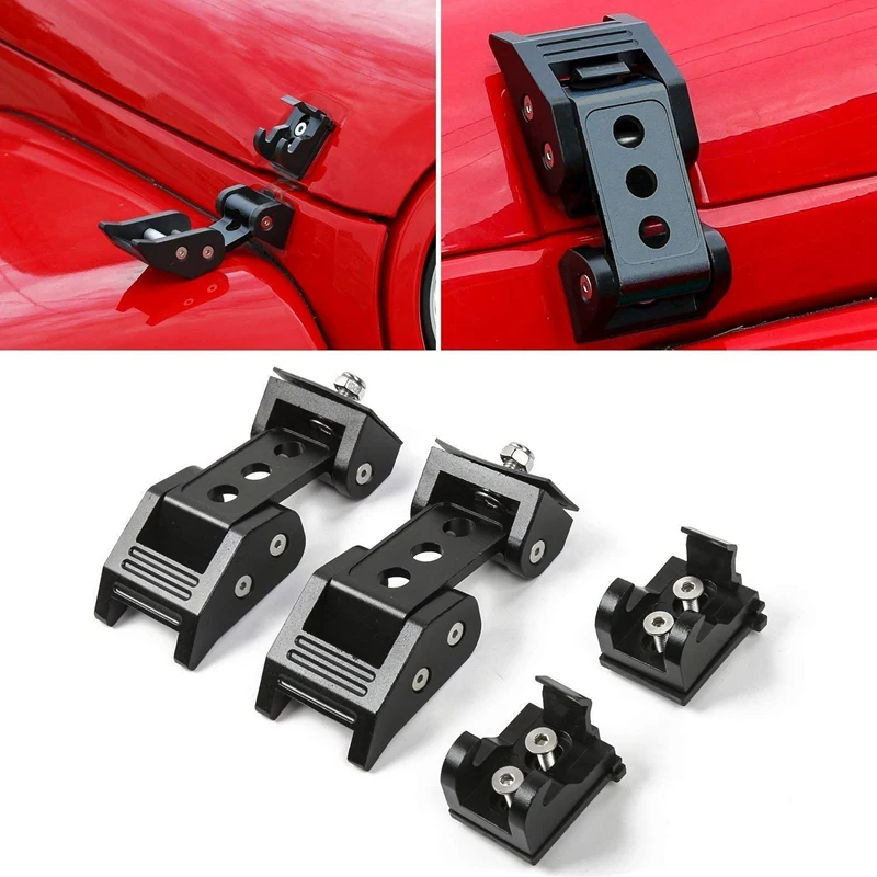 Black Stainless Steel Latch Locking Hood Catch Kit For 2007-2017 Jeep Wrangler Jk Jku | Interior Door Panels &amp Parts