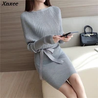 2018 spring and autumn new women korean ladies loose sweater stretch skirt xnxee