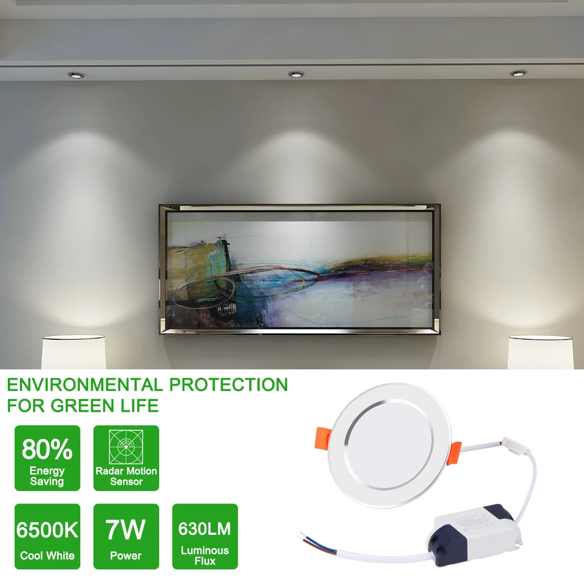 AC 85 265V SMD 2835 датчик движения свет Потолок 7 W/9 W/12 W Крытый зондирования LED заподлицо