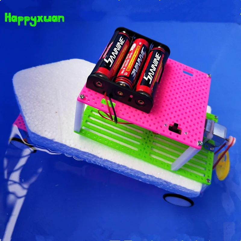 Happyxuan Дети DIY научный эксперимент автомобиль амфибия электрическая лодка набор