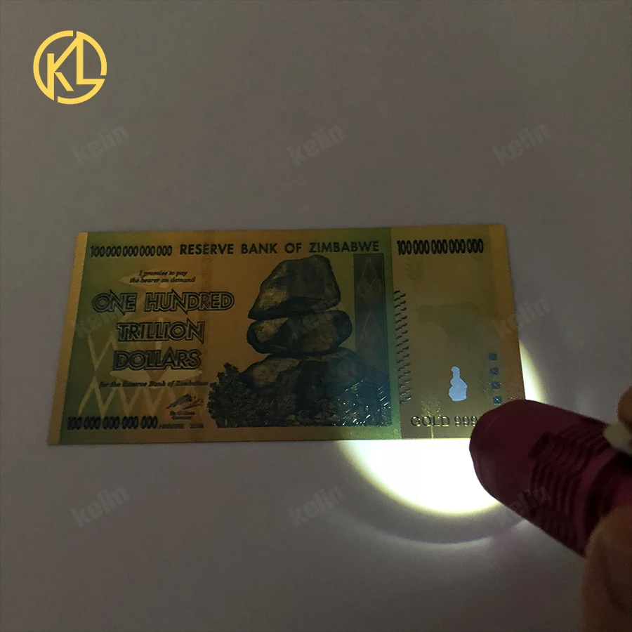 

Fedex Shipping 1280pcs One Hundred Trillion Dollars Zimbabwe Gold Banknote with 24pcs Gold Coin and 1wooden box and certificates
