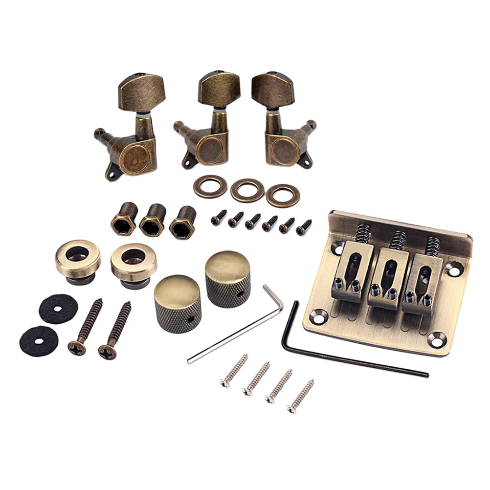 Бронзовый Тройной мост с 3 фиксированными струнами не-тромоло Hardtail Мост 2