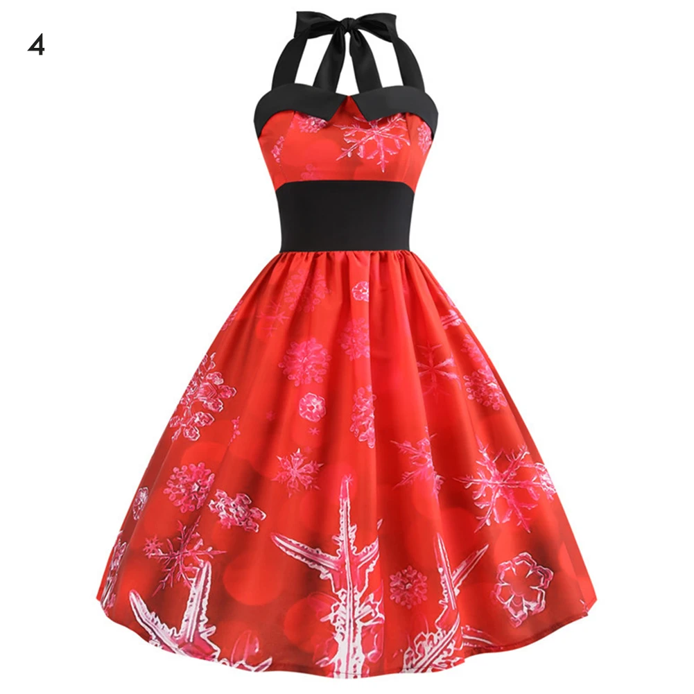 Christmas Dress Casual Tree Snowman Women Robe 50S 60S Rockabilly Swing Pinup Vestido Patchwork Elegant Party | Женская одежда