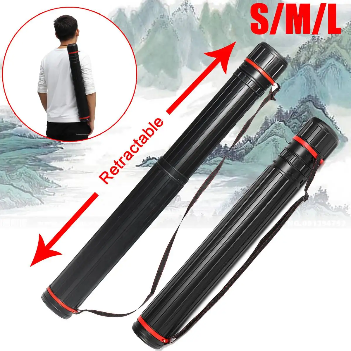 

Adjustable Drawing Picture Storage Tube Poster Scroll Holder Bow Arrow Quiver Tube 63-135 cm Painting Art Supplies