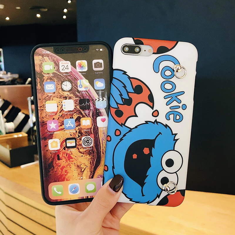 Cartoon Cute Bracket Phone Case For iPhone 14 13 12 11 Pro MAX X XR XS 7 8 Plus SE 12mini With Lanyard Soft Silicone Matte Cover