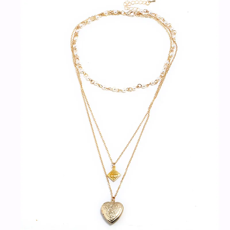 KingDeng Gold Necklace Long Link Chain Punk Necklaces Pendants Harajuku Gothic Heart Jewlery Hiphop Lover 2019 Valentine's day |