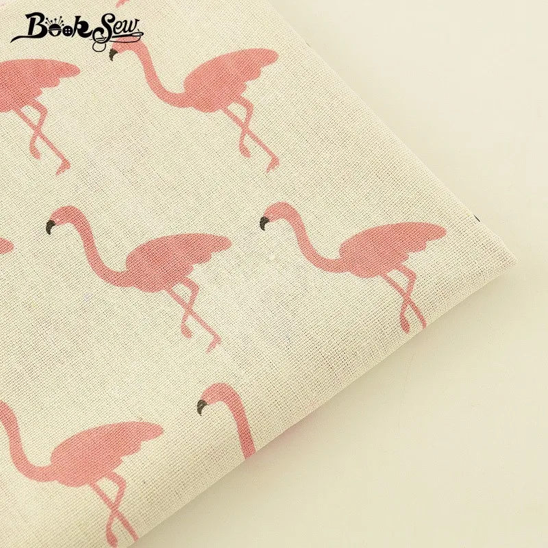 Хлопчатобумажная льняная ткань Booksew с изображением животных и птиц текстильная