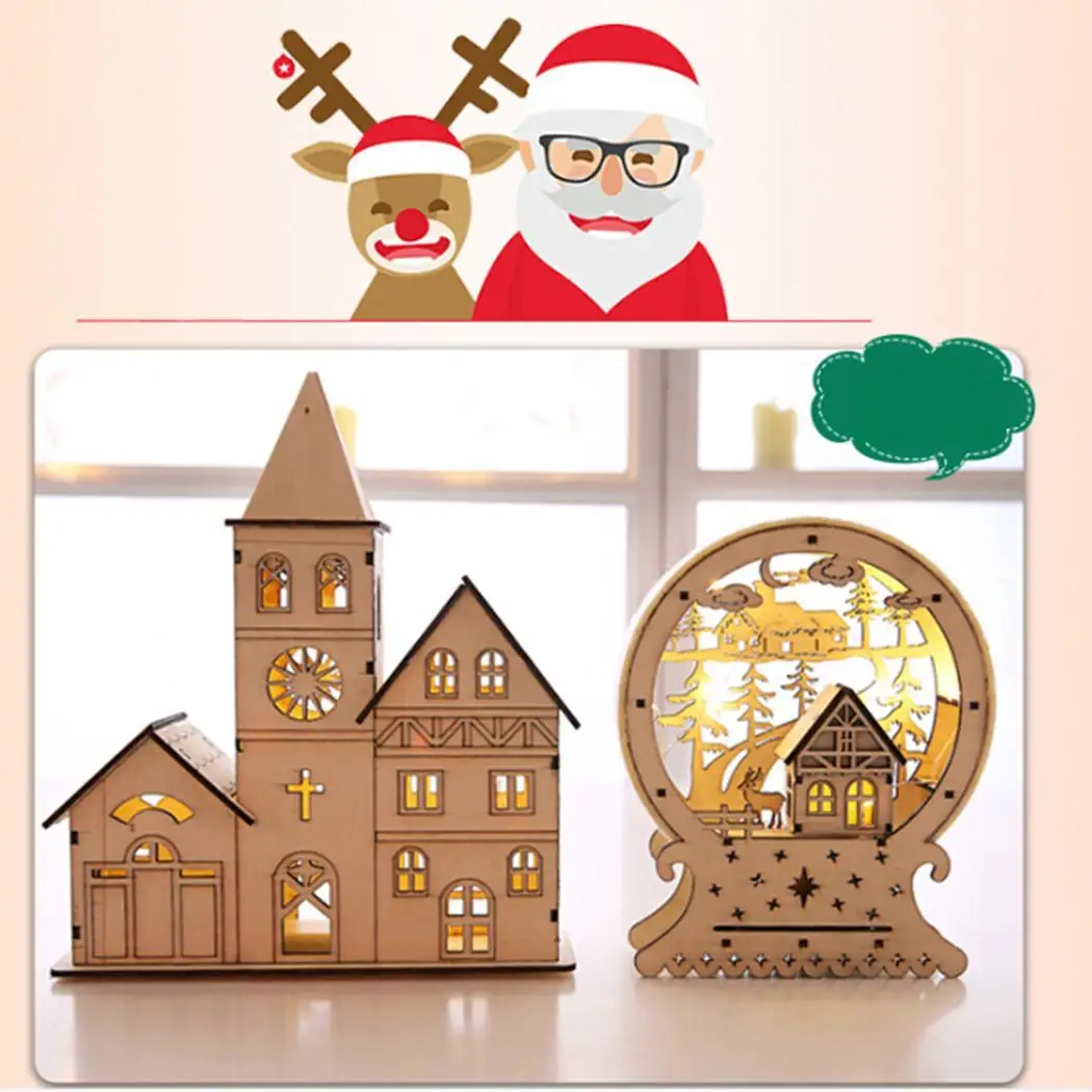 Unisex Lights Casual Christmas Ornament Wooden Creative 162g House Party aluminium battery LED Internal Decor 79g Home | Дом и сад