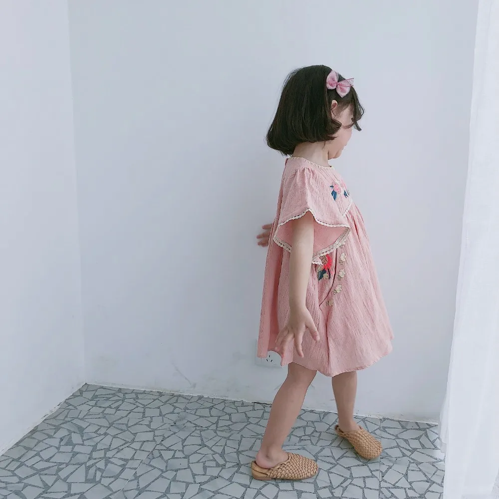 Детское платье 2020 L &amp M Новое Брендовое летнее с короткими рукавами и цветочным