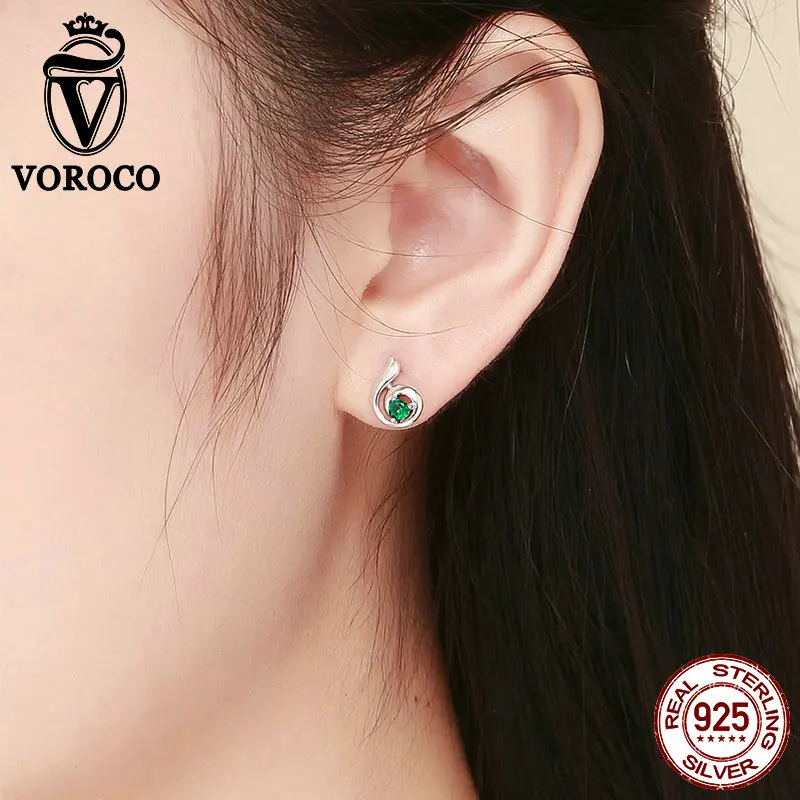 Серьги VOROCO из серебра 925 пробы с зеленой танцующей мелодией для женщин Свадебная