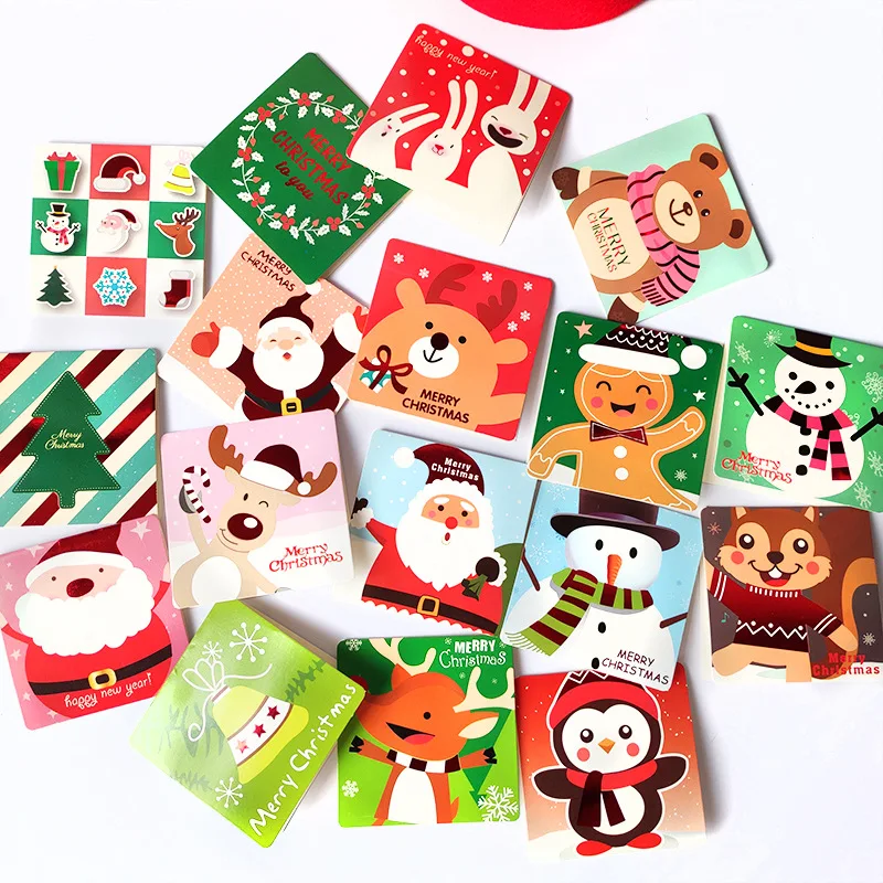 

10pcs/pack New Arrival Merry Christmas Mini Greeting Cards with Envelopes Blessing Postcard Birthday Letter Envelope Gift Cards