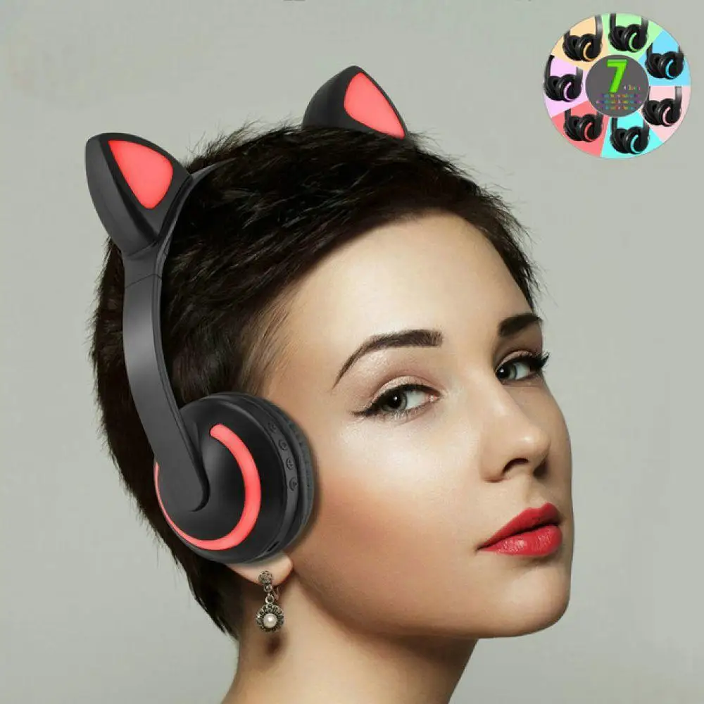 Кролик Игровые наушники светящиеся Bluetooth носки с ушками и изображением котика