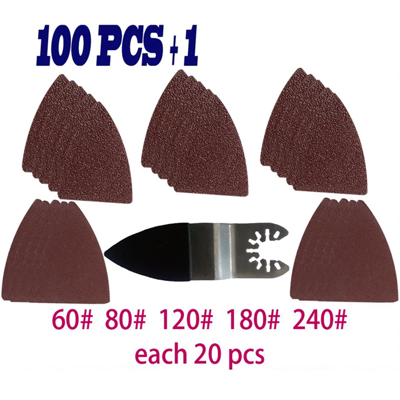

100Pcs Oscillating Tool Finger Sanding Paper Sanding Pad 10 80 120 180 240 Grit