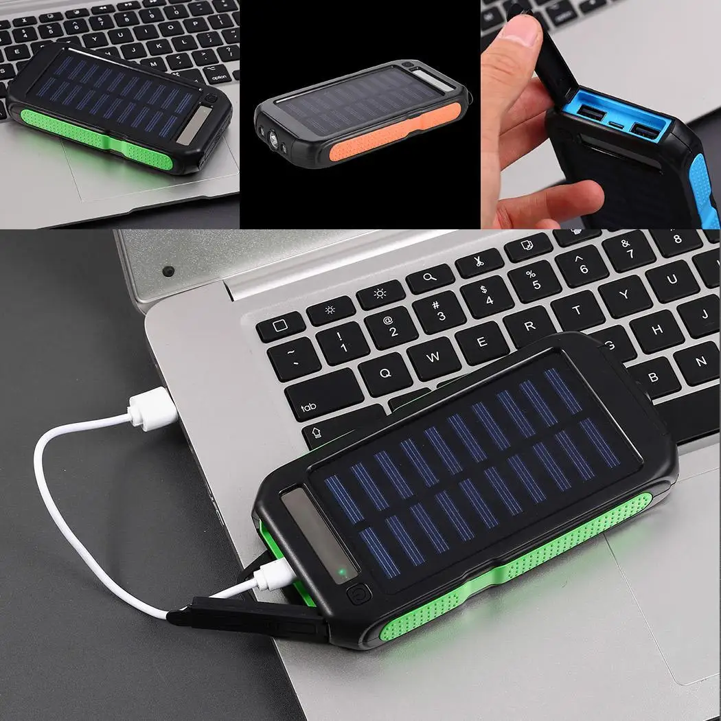 Солнечная энергия общий портативный двойной USB внешний аккумулятор встроенный