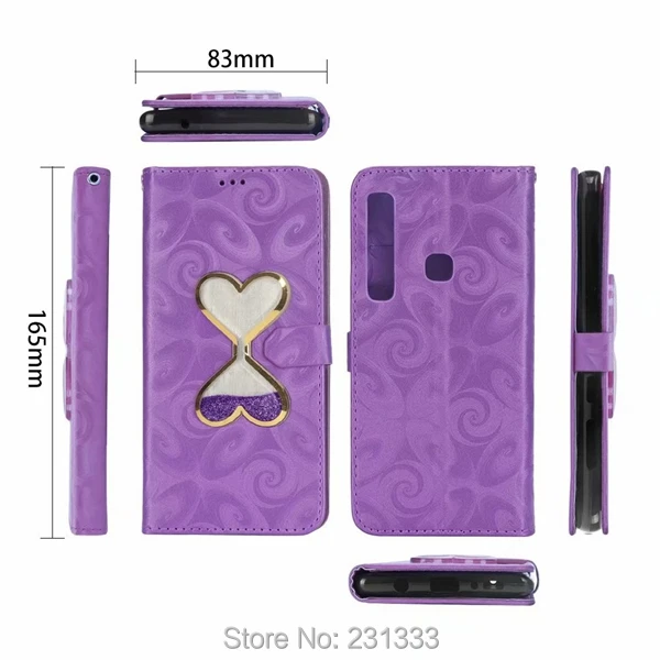 Кожаный чехол с жидким бумажником C-ku для Samsung Galaxy A9 2018 J4 Plus J6 A7 A750 Quicksand Love Stand ID Card