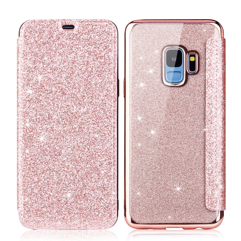Блестящий тонкий кожаный чехол бумажник с откидной крышкой для Samsung Galaxy S10 Lite S8 S9