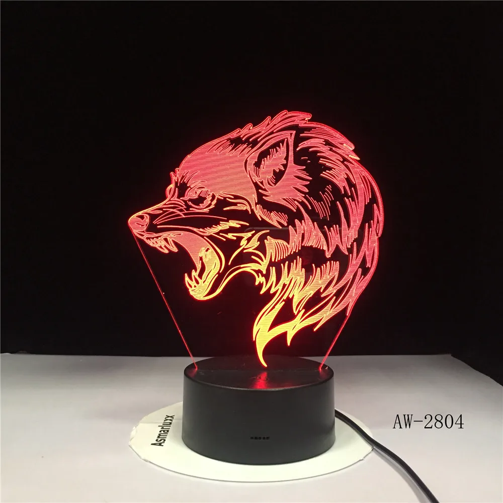 Fierce Wolfs 3D настольная лампа LED USB креативный детский ночник для сна прикроватный