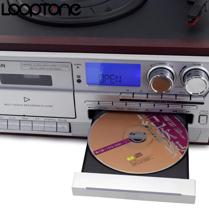 LoopTone проигрыватель виниловых пластинок встроенный 3 Вт стерео колонки CD и