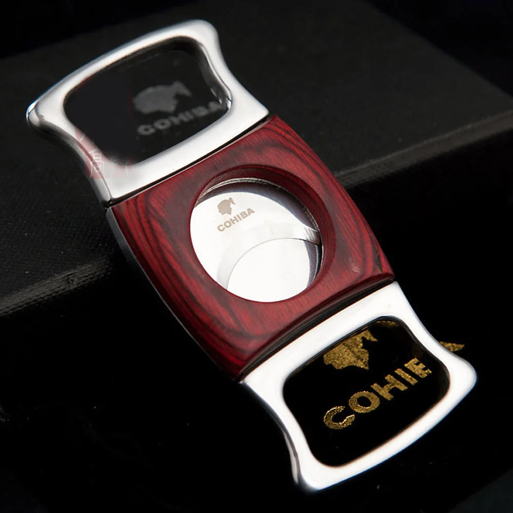 

COHIBA Double Blades Stainless Steel Cigar Cutter Pocket Gadgets Zigarre Cutter Knife Cuban Cigars Scissors 357UA