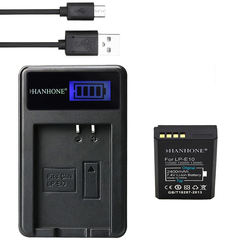 1 шт. 2400 мАч LPE10 LP E10 батарея для камеры + ЖК зарядное устройство USB Canon EOS 1100D X50 1200D X80