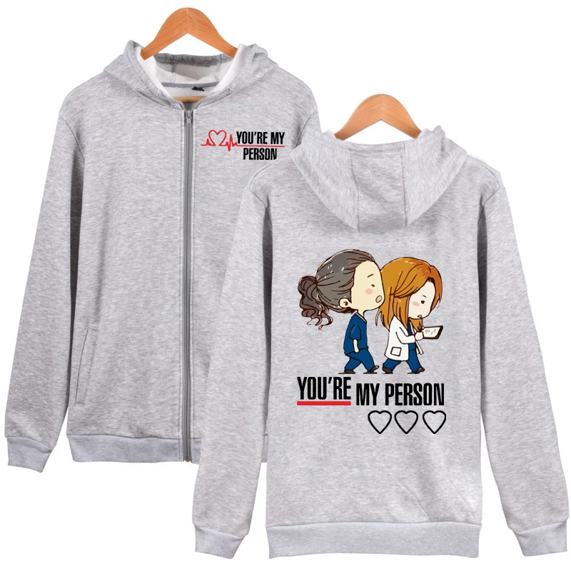 Толстовка на молнии с надписью You are my person Greys anatomy|Женские толстовки и свитшоты| |