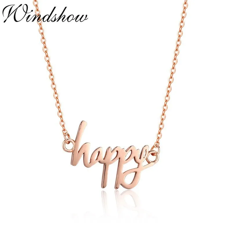 Подвеска с надписью Happy Charm короткое колье чокер для женщин девушек лучших друзей