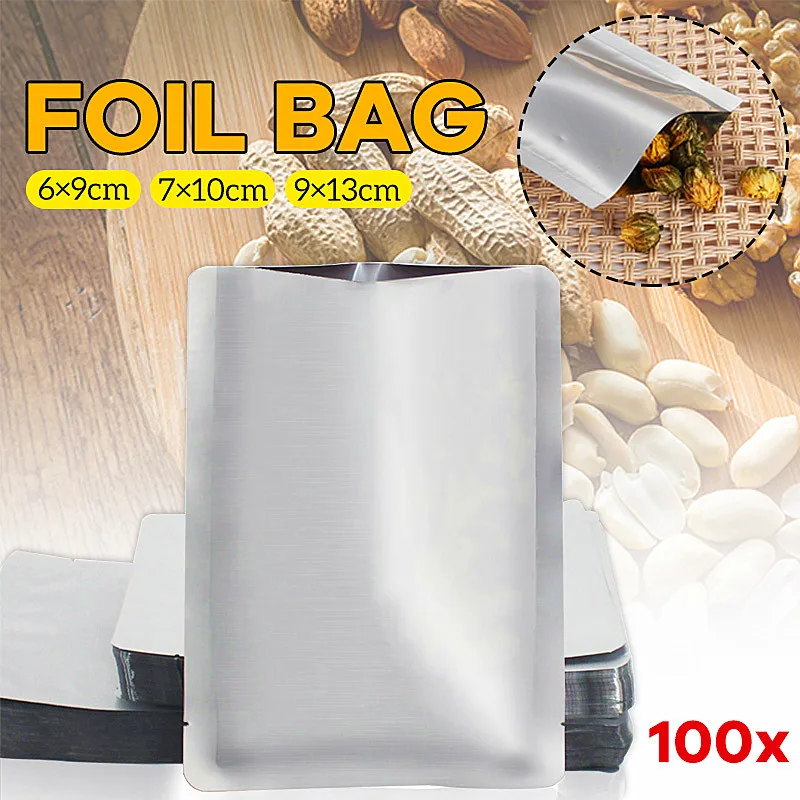 100x Aluminum Foil Mylar Bag Vacuum Sealer Food Storage Package Pouch 4 Size | Дом и сад