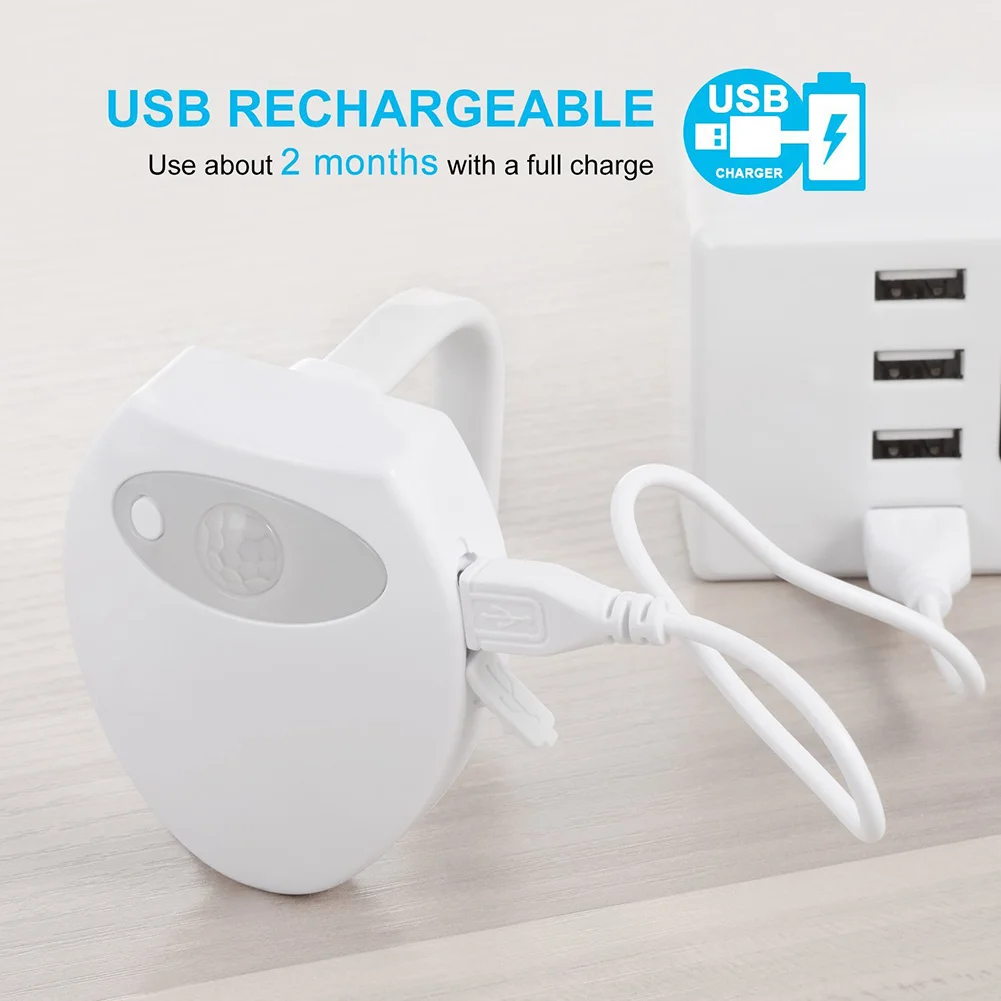 Светильник для туалета водонепроницаемый светильник унитаза с USB зарядкой 8
