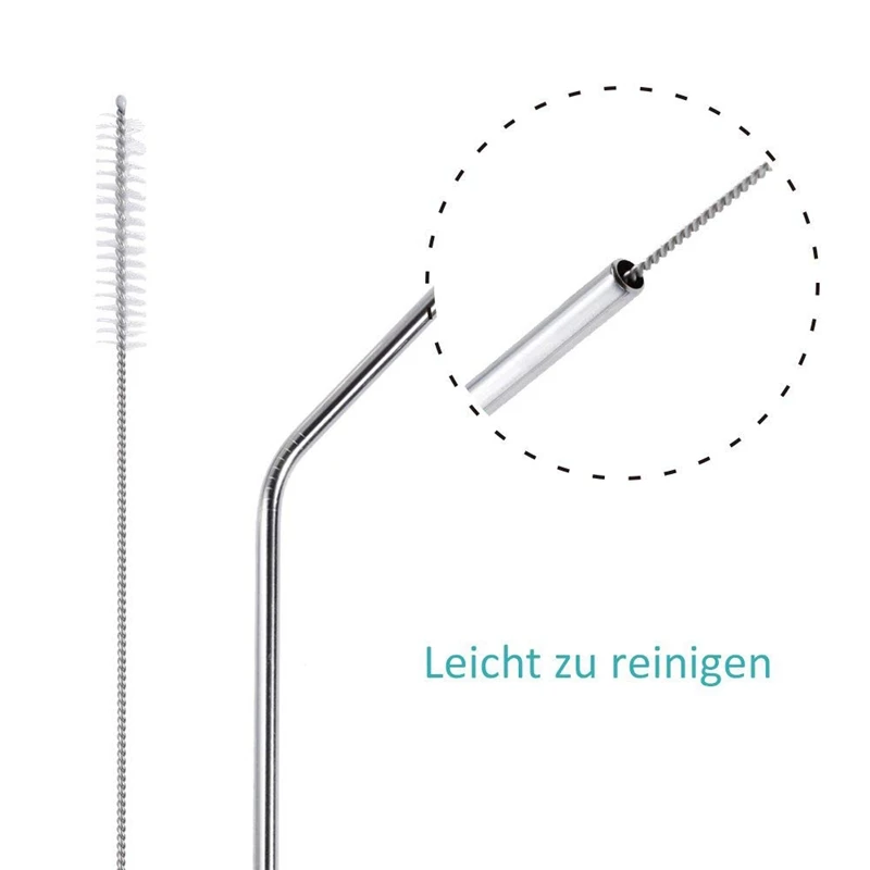 Stainless Steel Straws 12 PCS Set 5 Straight And Shrinked With 2 Cleaning Brushes 21.5cmsilver | Дом и сад