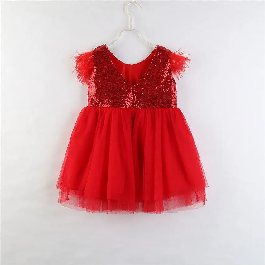 2018 Newest Hot Christmas Toddler Kids Baby Girls Dress Sequins Fly Sleeves Tulle Party Gown Dresses Sundress 1-6T | Детская одежда и