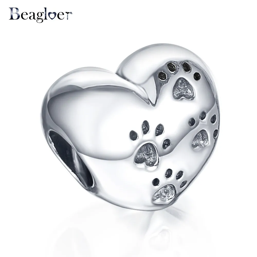 Beagloer Серебряное сердце цветок бисера Серебряные кубические бусины подходят