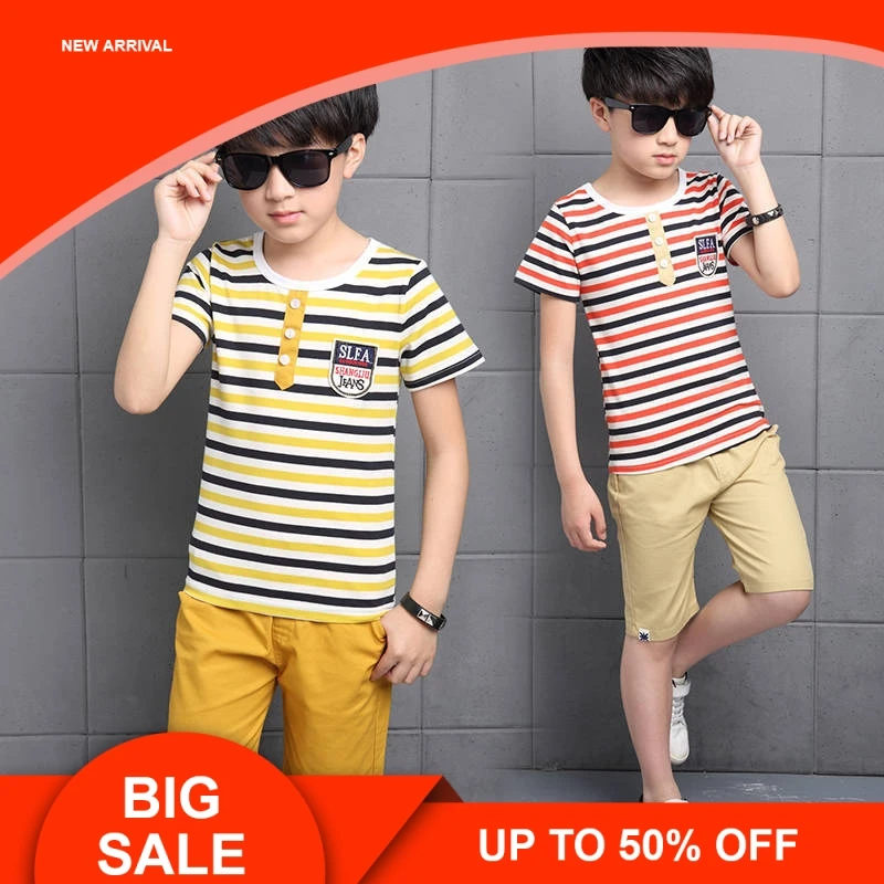Sport Suits Teenage Summer Boys Clothing Sets Short Sleeve T Shirt &amp Pants Casual Child Boy Clothes | Детская одежда и обувь