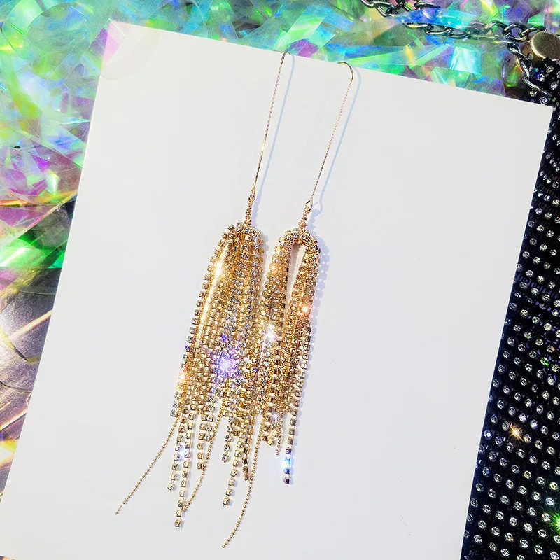 FYUAN Мода длинной кисточкой стразы серьги для женщин новые 2019 Bijoux (украшения