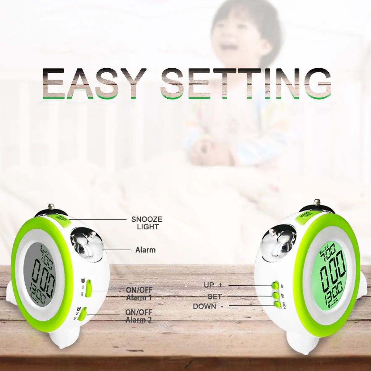 Цифровой будильник с ночником 2 будильника опциональный режим буднего дня