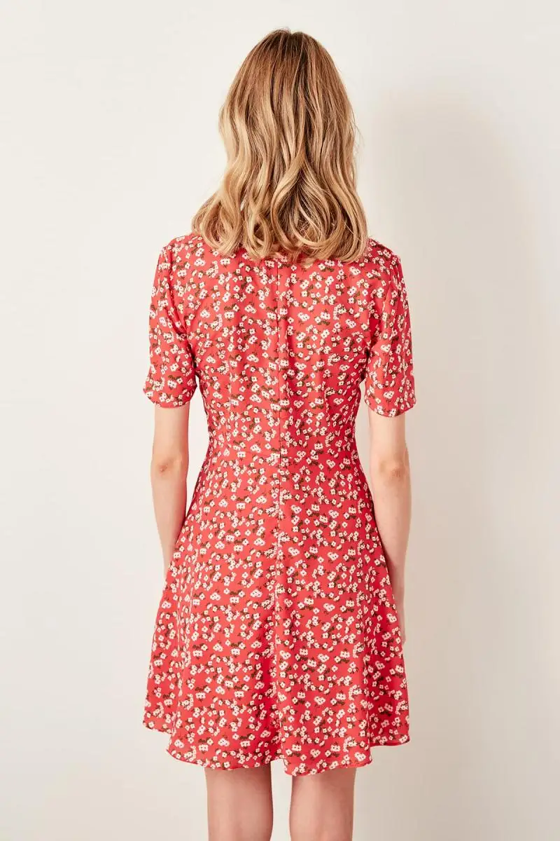 Платье Trendyol кораллового цвета с рисунком TWOSS19LJ0145|Женские платья| |