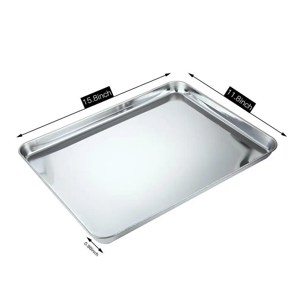 Adeeing Square Pan Bakeware Oven Sheet Stainless Steel Heavy Baking Nonstick Cooking Tray For Pizza |