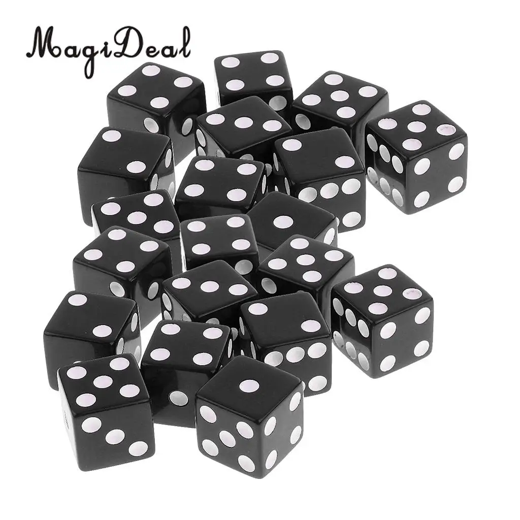 

MagiDeal 20Pcs Six Sided D6 Dice Digital Dices Set for D&D RPG MTG Playing Game Toy Casino Supplies Black