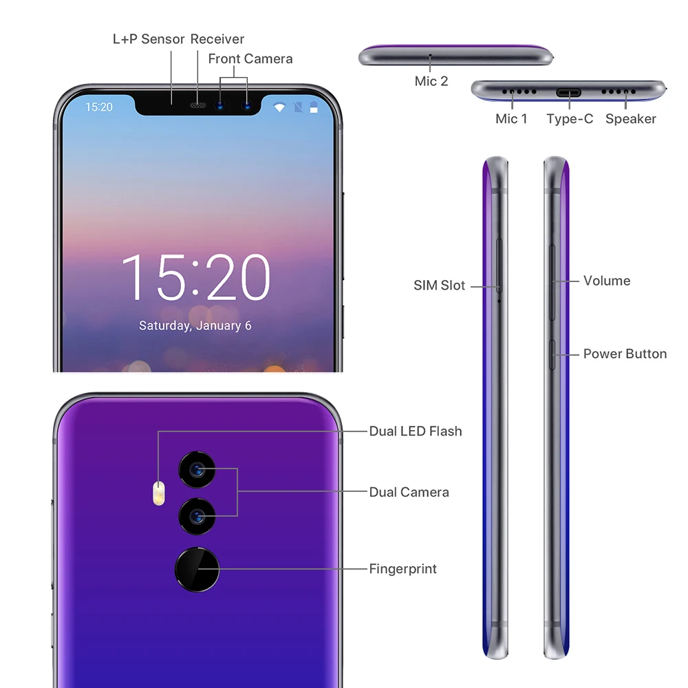 UMIDIGI Z2 специальное издание Global Band 6 2 &quotFHD + полный экран Helio P23 4G 64GB F/1.7Big ApertureCamera Android