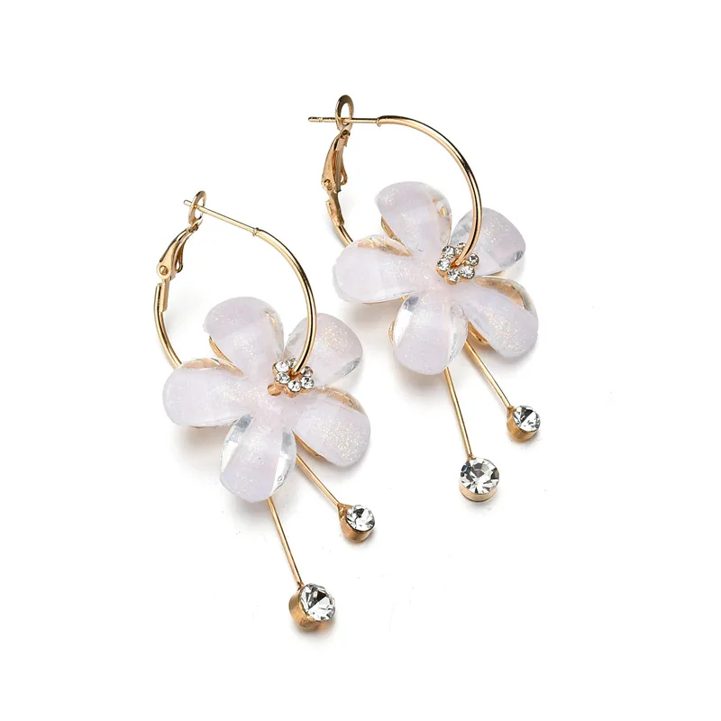 Women's Fashion Flowers Long Tassel Crystal Rhinestone Drop Dangle Earrings | Украшения и аксессуары