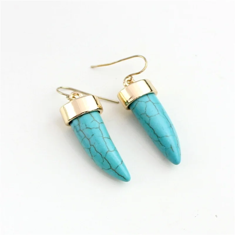 Женские серьги из натурального камня в форме рога|natural stone earrings|brincos pendientesnatural earings