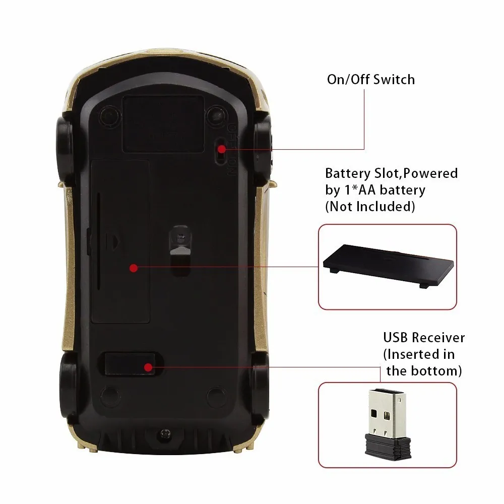 Беспроводная оптическая Автомобильная мышь CHYI 1600DPI USB крутой 3D дизайн автомобиля