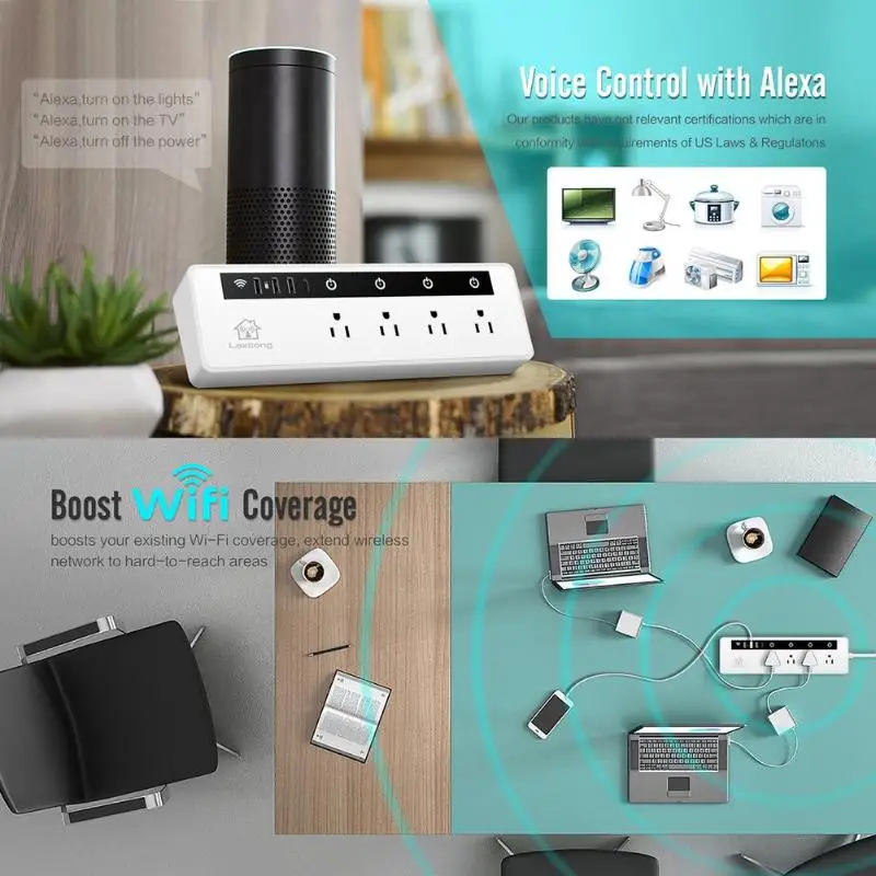 Высокое качество беспроводной WIFI умная розетка 4 порта 3xusb 1xType C приложение