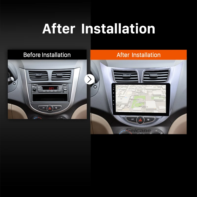 Seicane 9 &quotAndroid 1 автомобильный стерео радио для 2011 2012 2013 Hyundai Verna 2Din головное