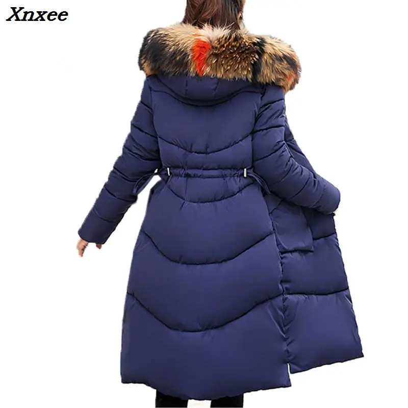 

2018 Thick Warm Fur Collar Hooded Cotton Long Parka Plus Size Women Winter Coat Jacket For Mujer Feminine De Inverno Casaco