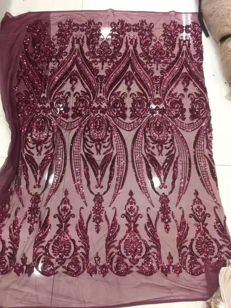 

African Sequins Lace Fabric 2019 Embroidered Nigerian Net Laces Fabric Bridal High Quality French Tulle Lace Fabric .5yards