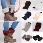 Женские зимние вязаные манжеты для сапог, меховые вязаные гетры для ног, модные женские теплые носки для сапог