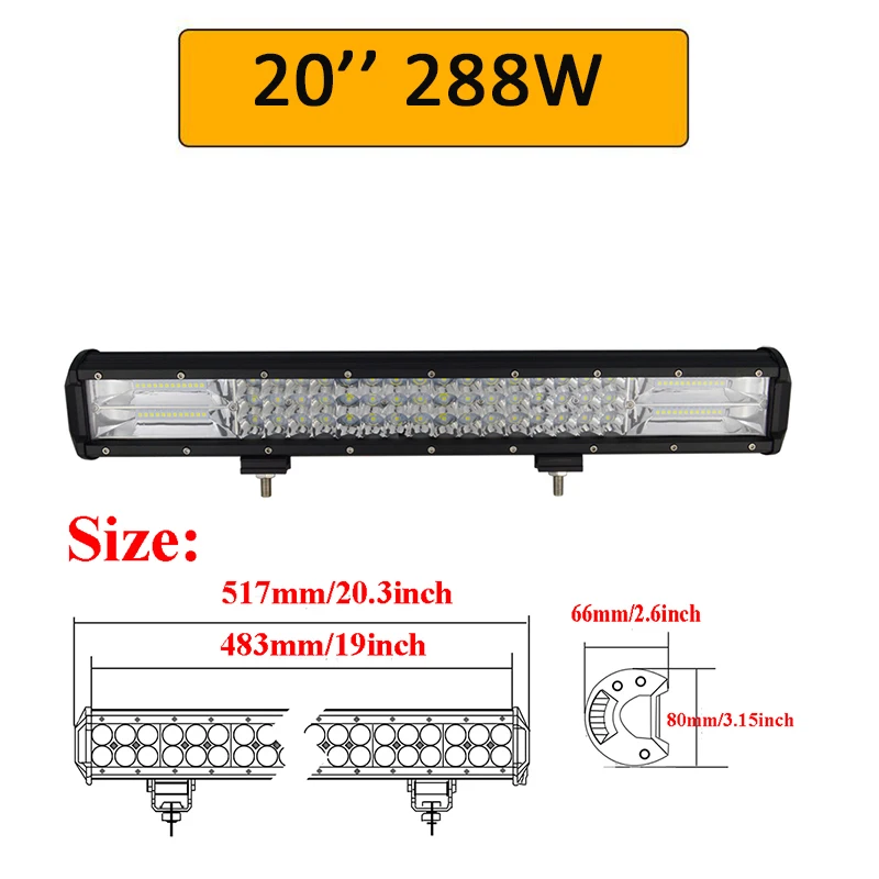 Auxtings 14 &quot17&quot 20 &quot23&quot 3 рядный светодиодный световой бар внедорожный
