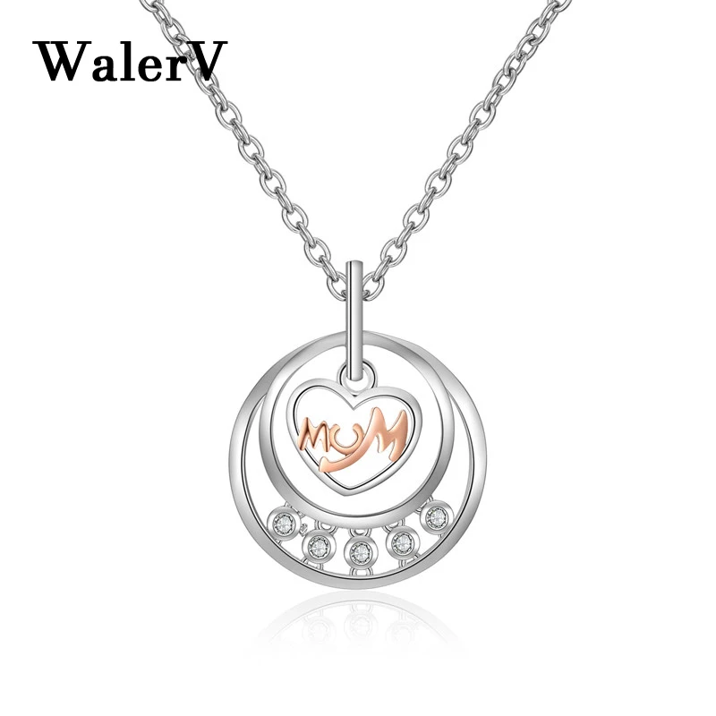 WalerV Новые Лучшие подарки Мода для мамы круглое ожерелье Подвеска женщин розовое