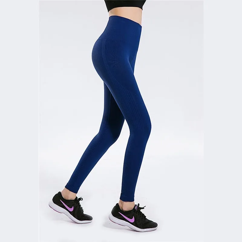 Solid SIim Fitness Leggings Yoga Shaping High Elastic Waist Pants Women Push Up Quick Dry Seamless Knit Breathable | Спорт и
